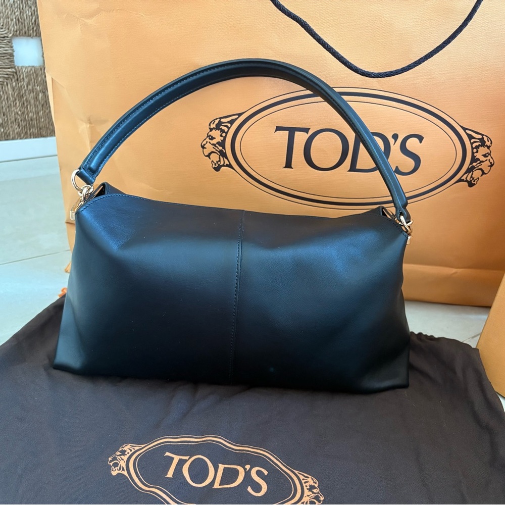 TOD'S Black Leather T Case Shoulder Bag - Picture 3 of 5